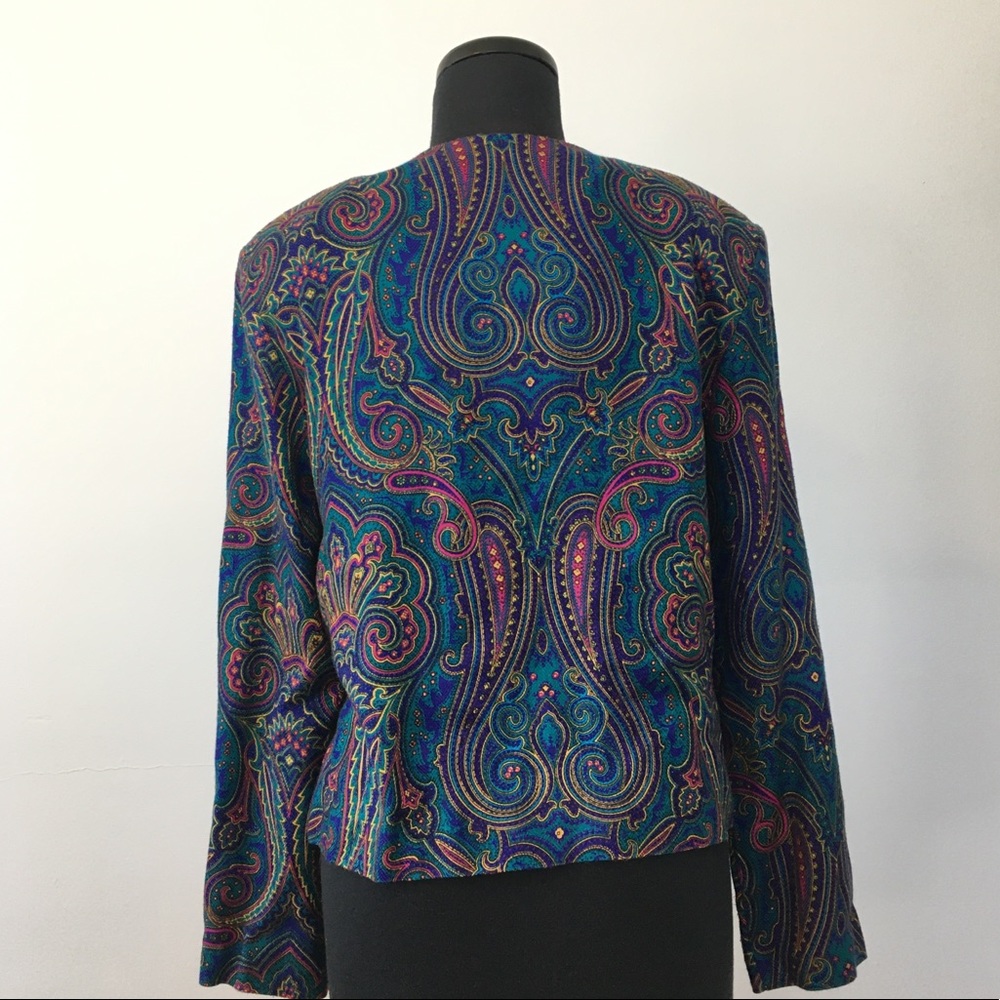VTG 80s Norton McNaughton Paisley and Floral Blazer, 8 - Picture 2 of 13